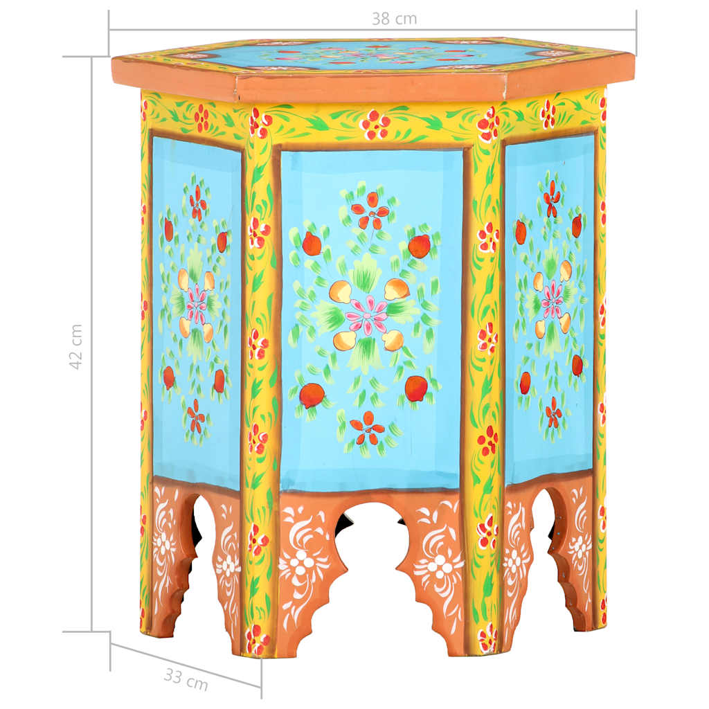 vidaXL Beistelltisch Handbemalt Mehrfarbig 38x33x42cm Mango Massivholz