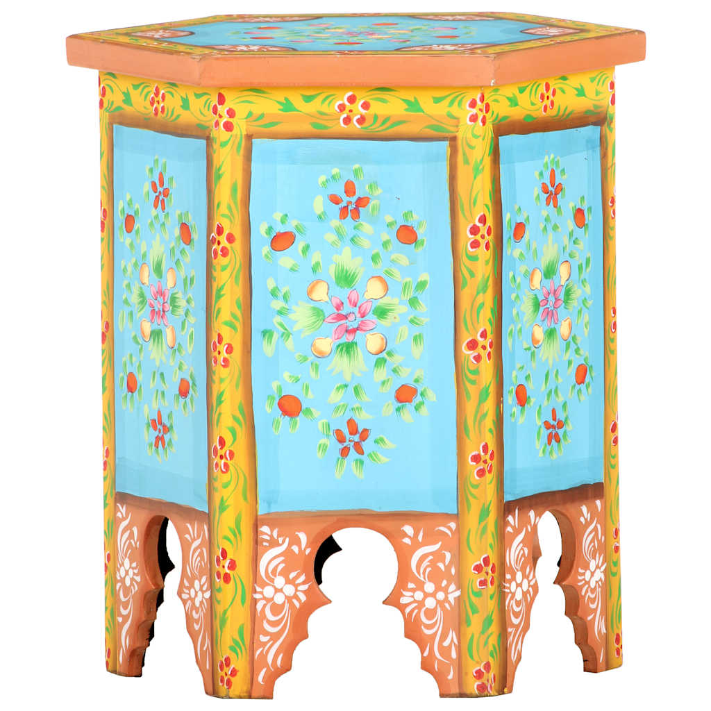 vidaXL Beistelltisch Handbemalt Mehrfarbig 38x33x42cm Mango Massivholz