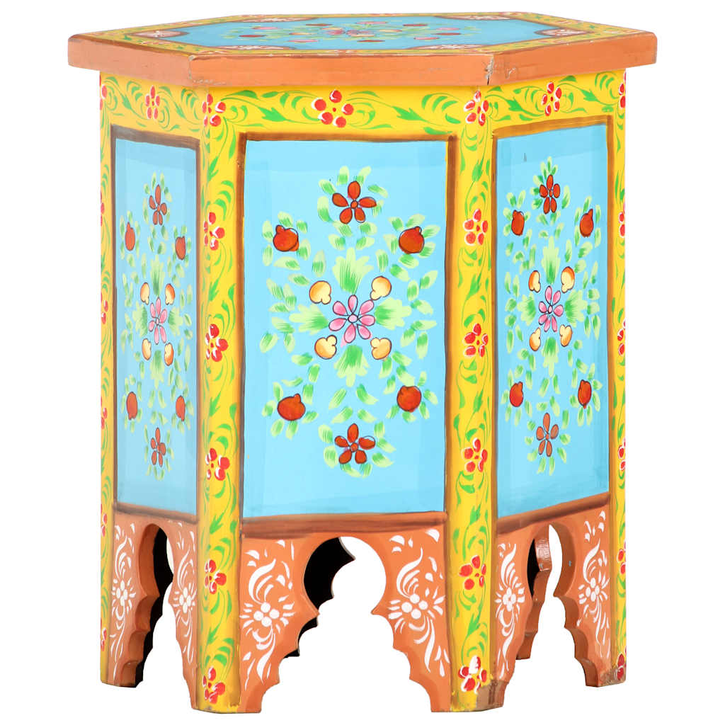 vidaXL Beistelltisch Handbemalt Mehrfarbig 38x33x42cm Mango Massivholz