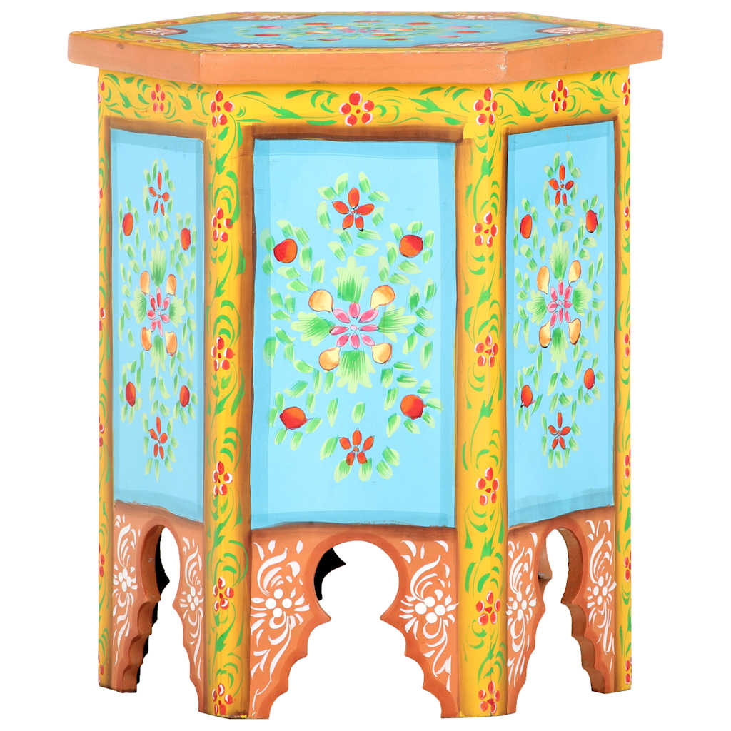 vidaXL Beistelltisch Handbemalt Mehrfarbig 38x33x42cm Mango Massivholz