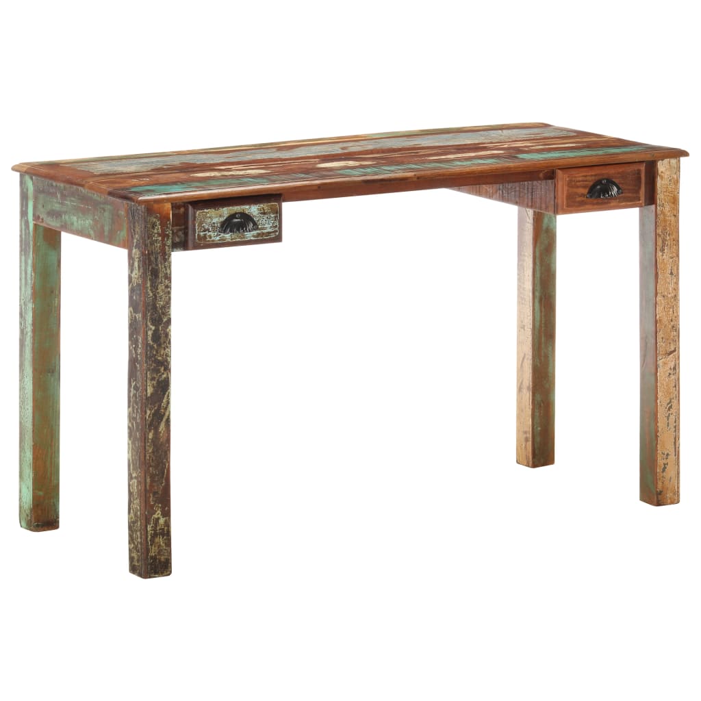 vidaXL Schreibtisch 130x55x76 cm Altholz Massiv