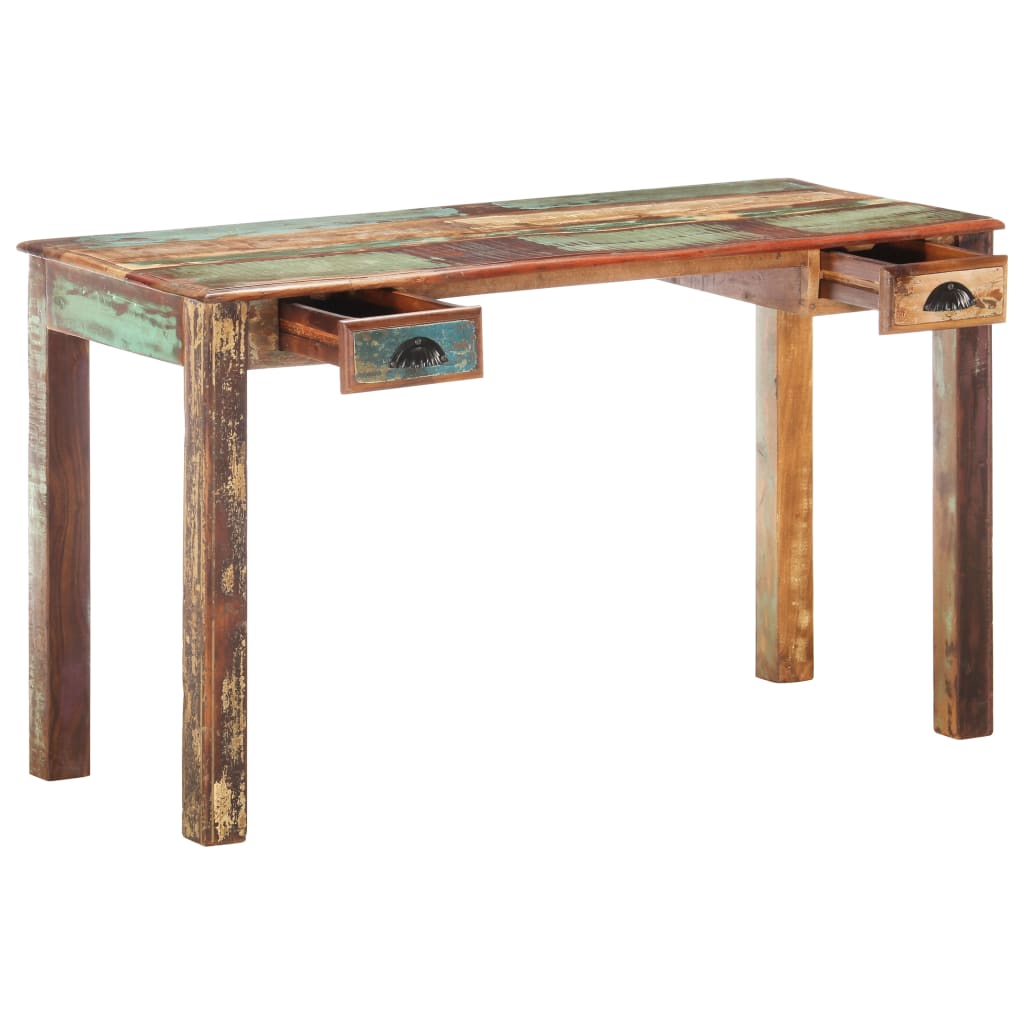 vidaXL Schreibtisch 130x55x76 cm Altholz Massiv