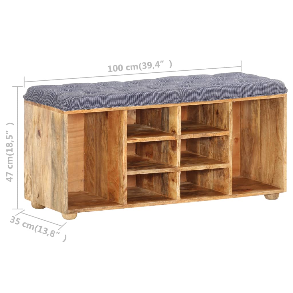 vidaXL Flurbank 100×35×47 cm Mango Massivholz