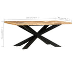 vidaXL Esstisch 180 x 90 x 76 cm Raues Mango-Massivholz