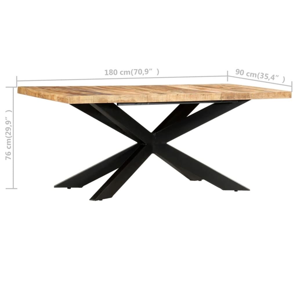 vidaXL Esstisch 180 x 90 x 76 cm Raues Mango-Massivholz