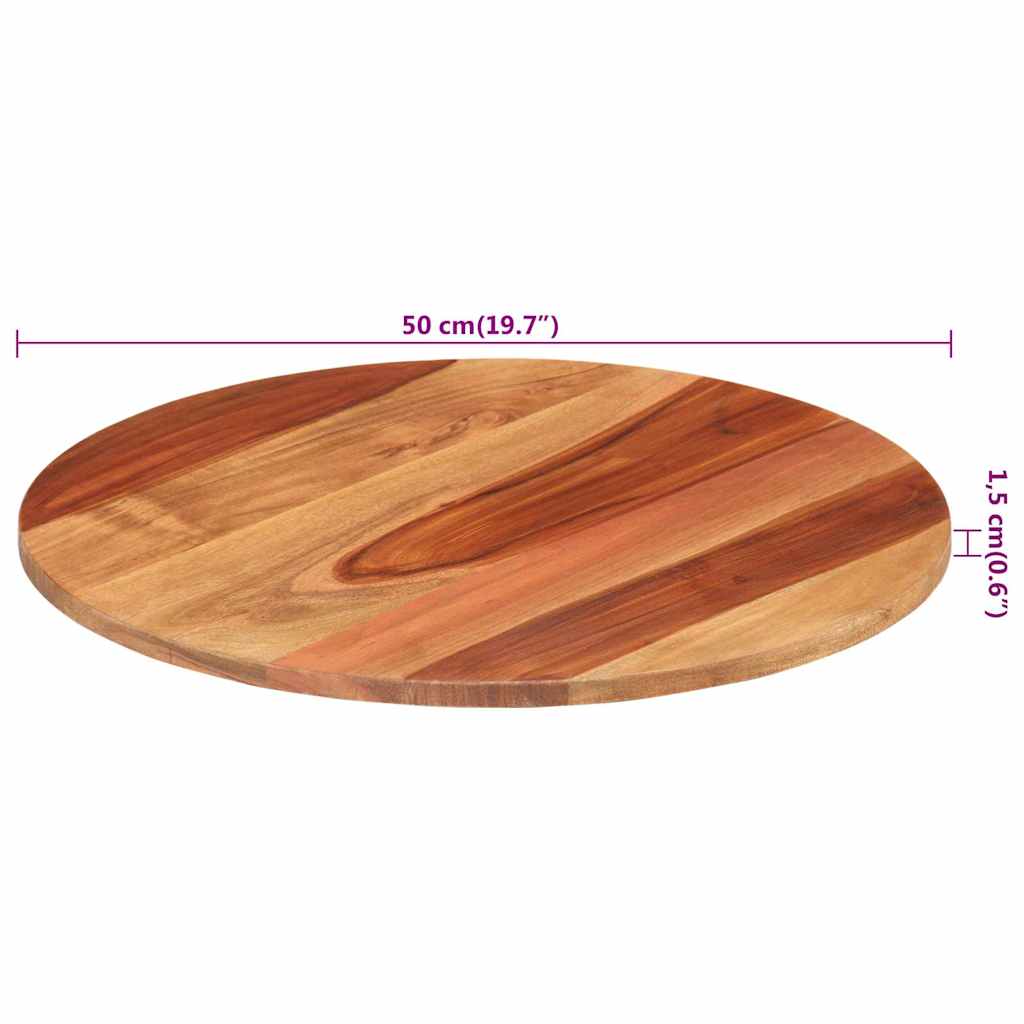vidaXL Tischplatte Massivholz Akazie Rund 15-16 mm 50 cm