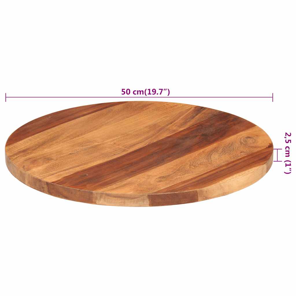 vidaXL Tischplatte Massivholz Akazie Rund 25-27 mm 50 cm