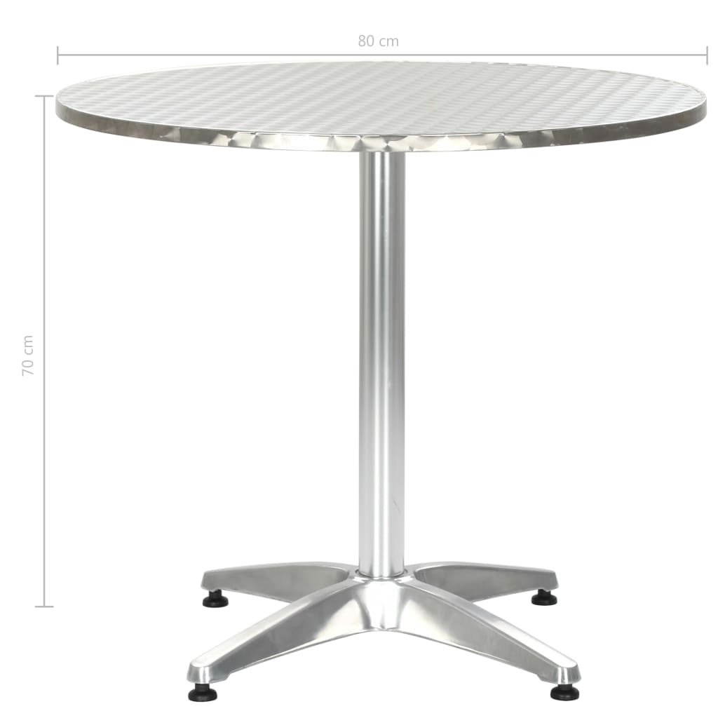vidaXL Gartentisch Silbern 80x70 cm Aluminium