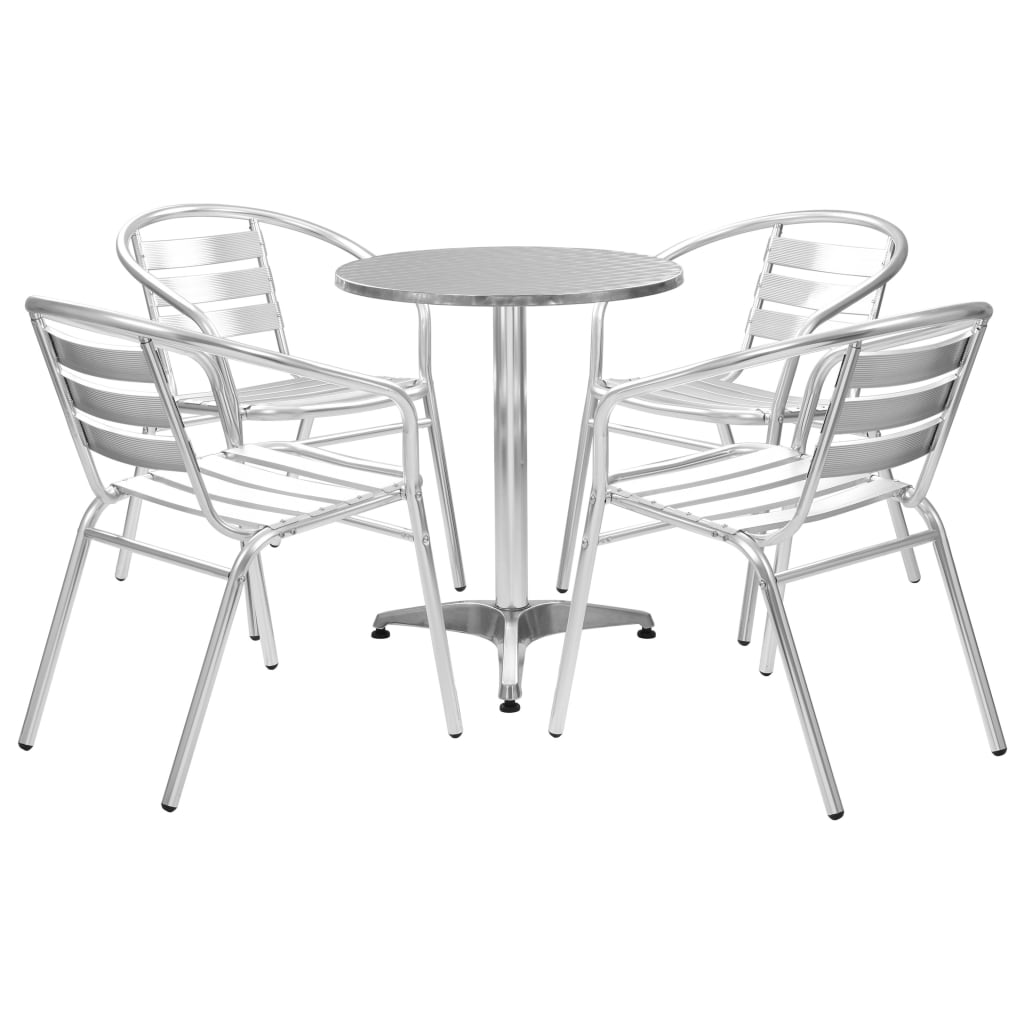 vidaXL 5-tlg. Garten-Essgruppe Aluminium Silbern