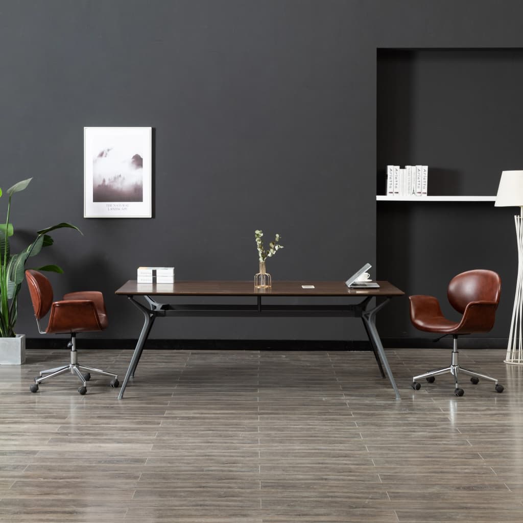 vidaXL Esszimmerstuhl Drehbar Braun Kunstleder
