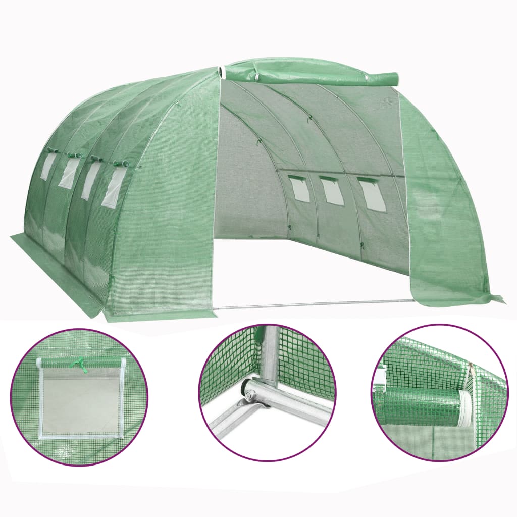 vidaXL Gewächshaus 16 m² 4x4x2 m