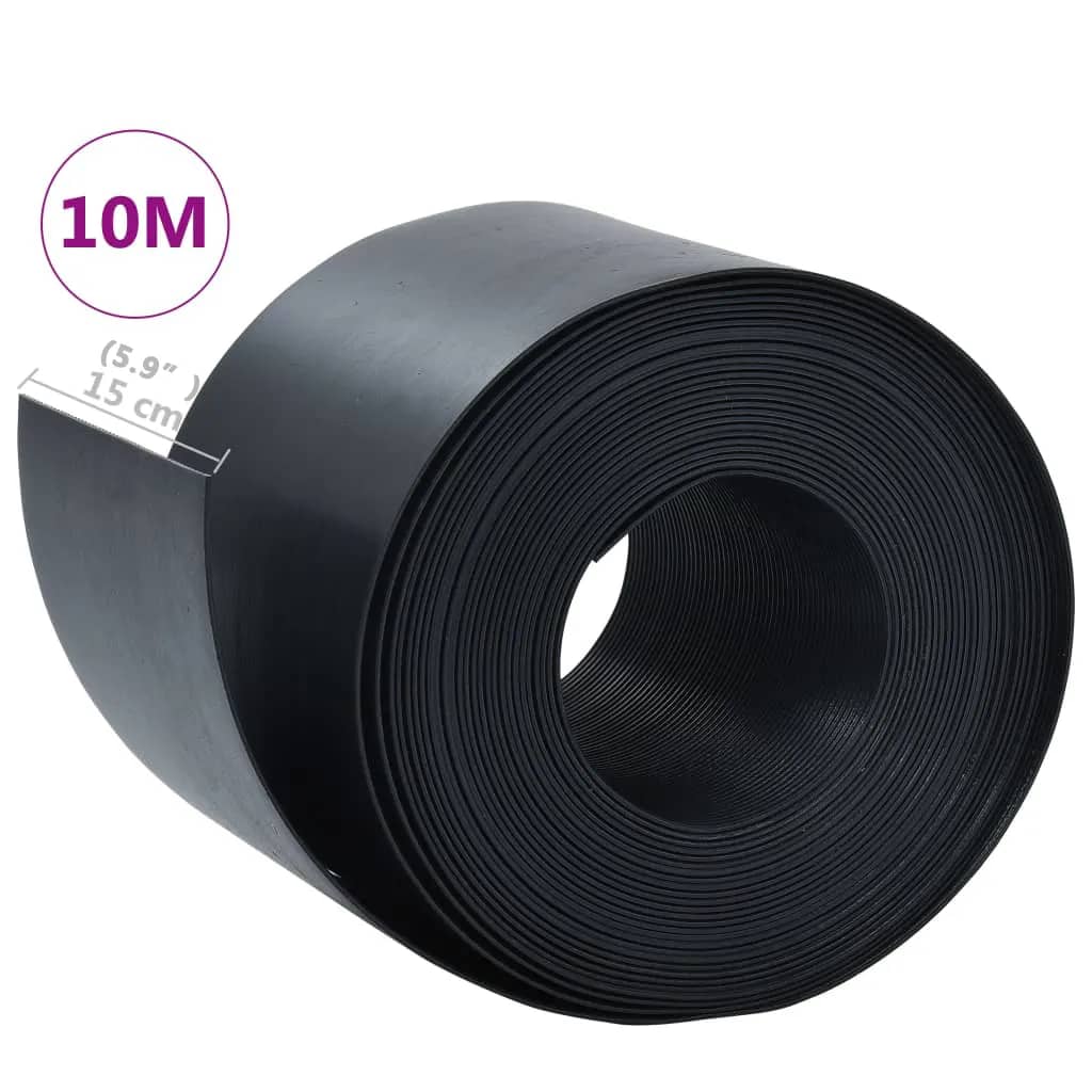 vidaXL Rasenkante Schwarz 10 m 15 cm PE