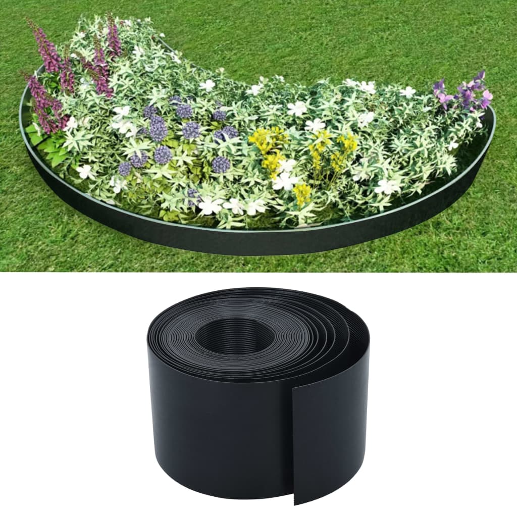 vidaXL Rasenkante Schwarz 10 m 15 cm PE