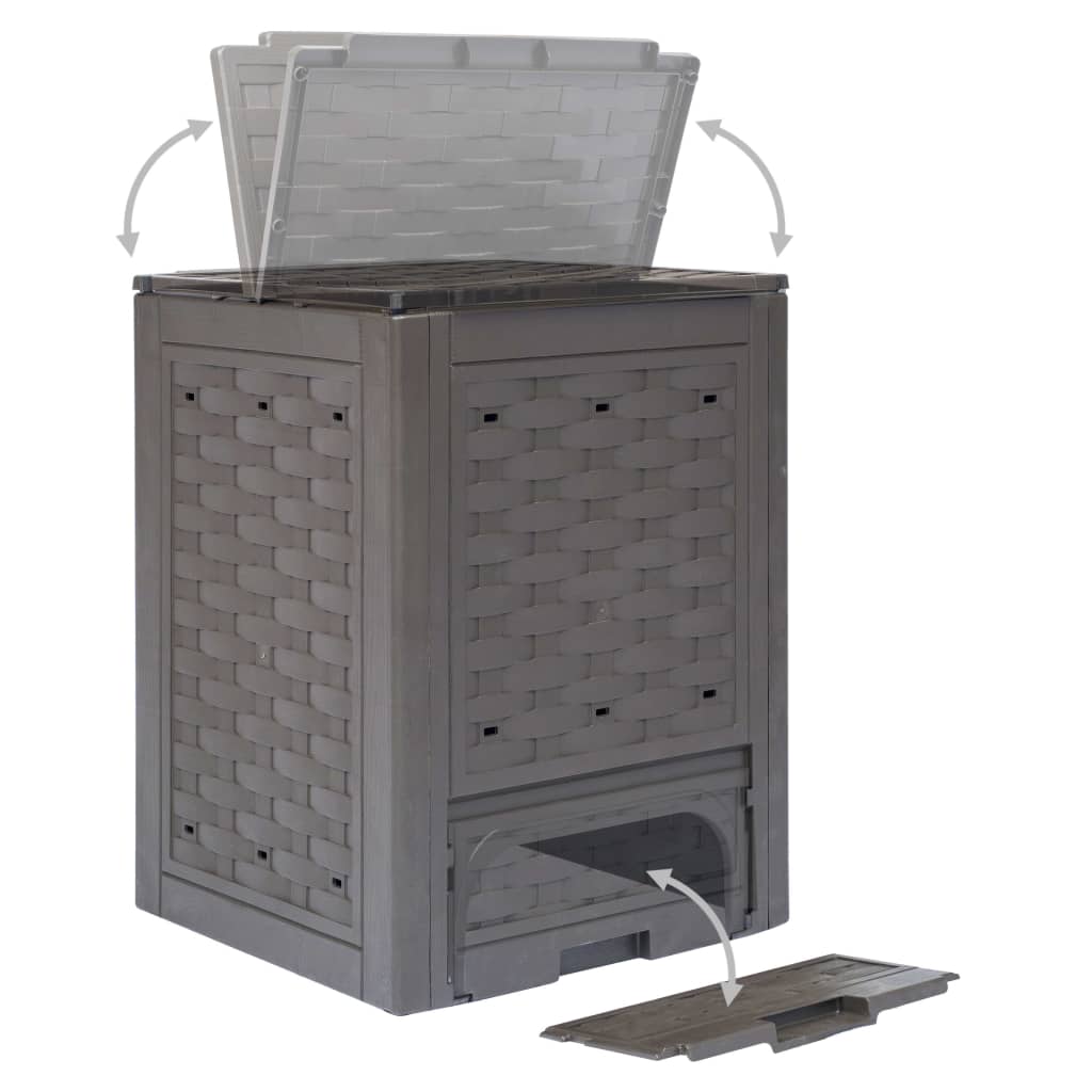 vidaXL Gartenkomposter 3 Stk. Braun 60x60x83cm 900 L Kunststoff Rattan