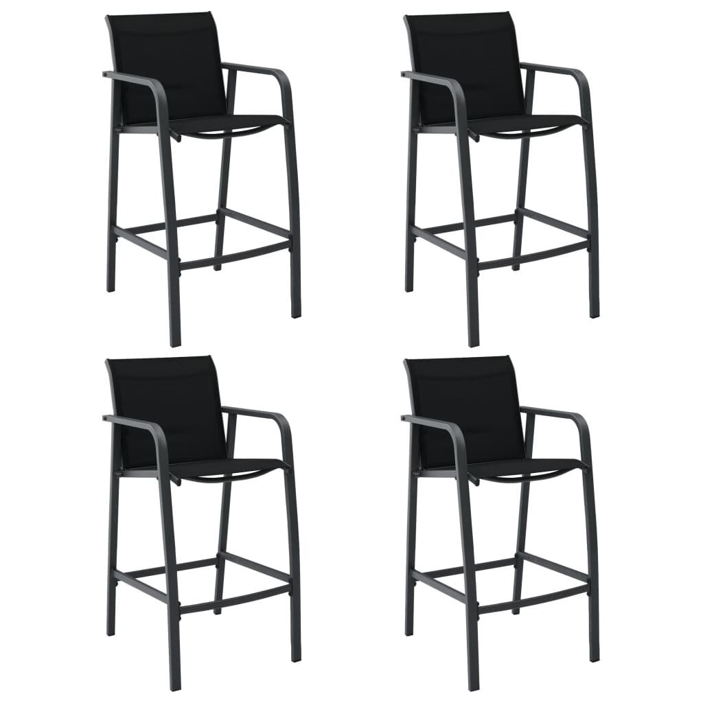 vidaXL Garten-Barstühle 4 Stk. Schwarz Textilene