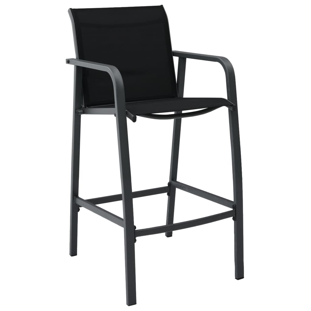 vidaXL Garten-Barstühle 4 Stk. Schwarz Textilene