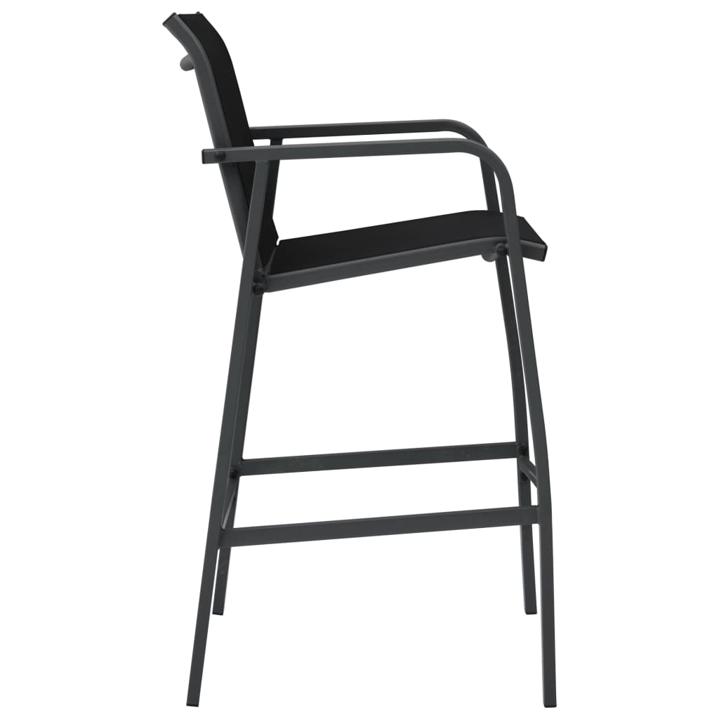 vidaXL Garten-Barstühle 4 Stk. Schwarz Textilene