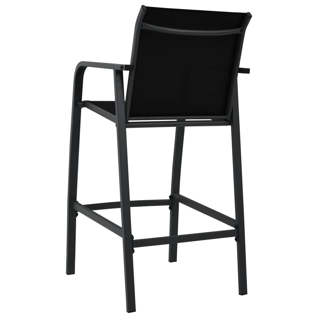 vidaXL Garten-Barstühle 4 Stk. Schwarz Textilene