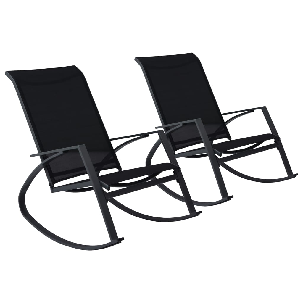 vidaXL Garten-Schaukelstühle 2 Stk. Textilene Schwarz