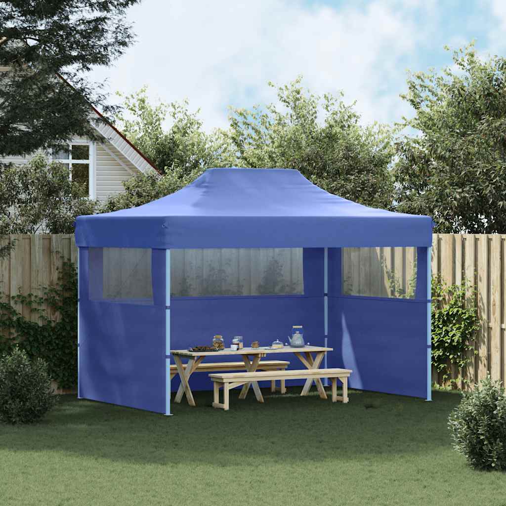 vidaXL Profi-Partyzelt Faltbar mit 3 Seitenwänden 3×4m Stahl Blau