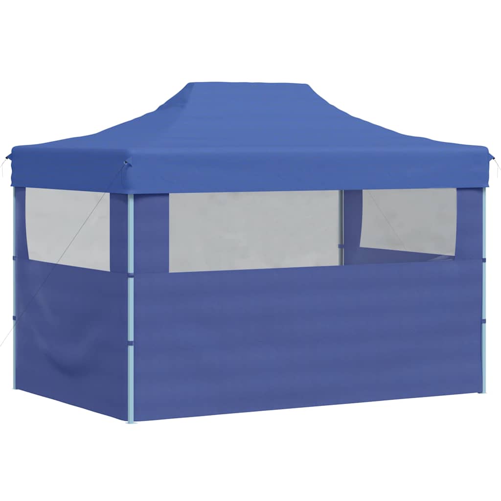 vidaXL Profi-Partyzelt Faltbar mit 3 Seitenwänden 3×4m Stahl Blau
