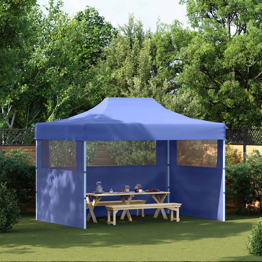 vidaXL Profi-Partyzelt Faltbar mit 3 Seitenwänden 3×4m Stahl Blau