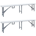 vidaXL Klappbare Gartenbänke 2 Stk. 180 cm HDPE Weiß