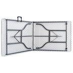 vidaXL Klappbarer Gartentisch mit 2 Bänken 180 cm Stahl und HDPE Weiß