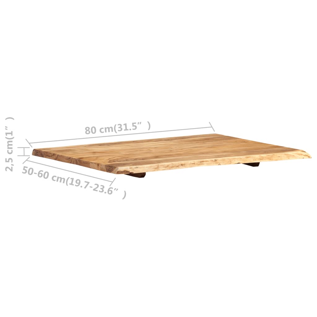 vidaXL Tischplatte Massivholz Akazie 80x(50-60)x2,5 cm