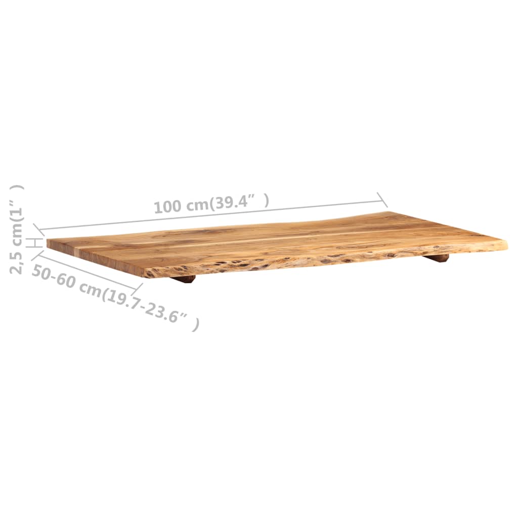 vidaXL Tischplatte Massivholz Akazie 100x(50-60)x2,5 cm