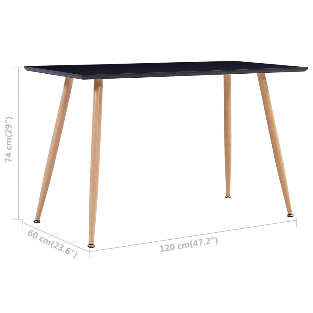vidaXL Esstisch Schwarz und Eichefarben 120×60×74 cm MDF