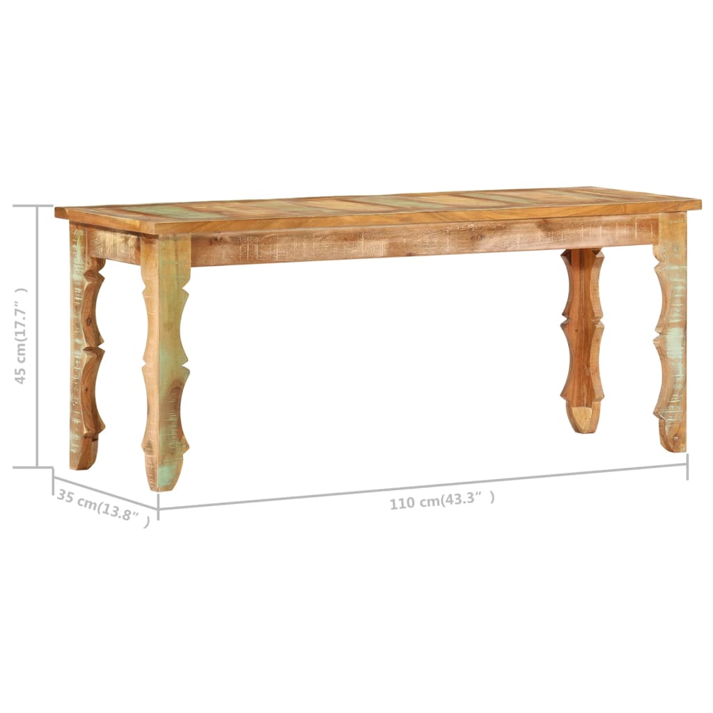 vidaXL Bank 110x35x45 cm Altholz Massiv