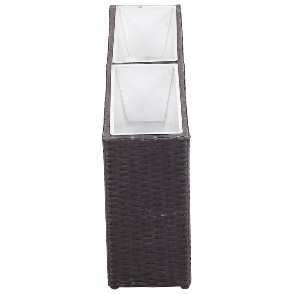 vidaXL Garten-Hochbeet mit 2 Töpfen 90x20x40cm Poly Rattan Schwarz