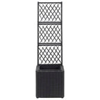 vidaXL Hochbeet mit Rankgitter 1 Topf 30x30x107cm Poly Rattan Schwarz