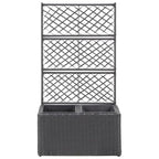 vidaXL Hochbeet mit Rankgitter 2 Töpfe 58×30×107cm Poly Rattan Schwarz
