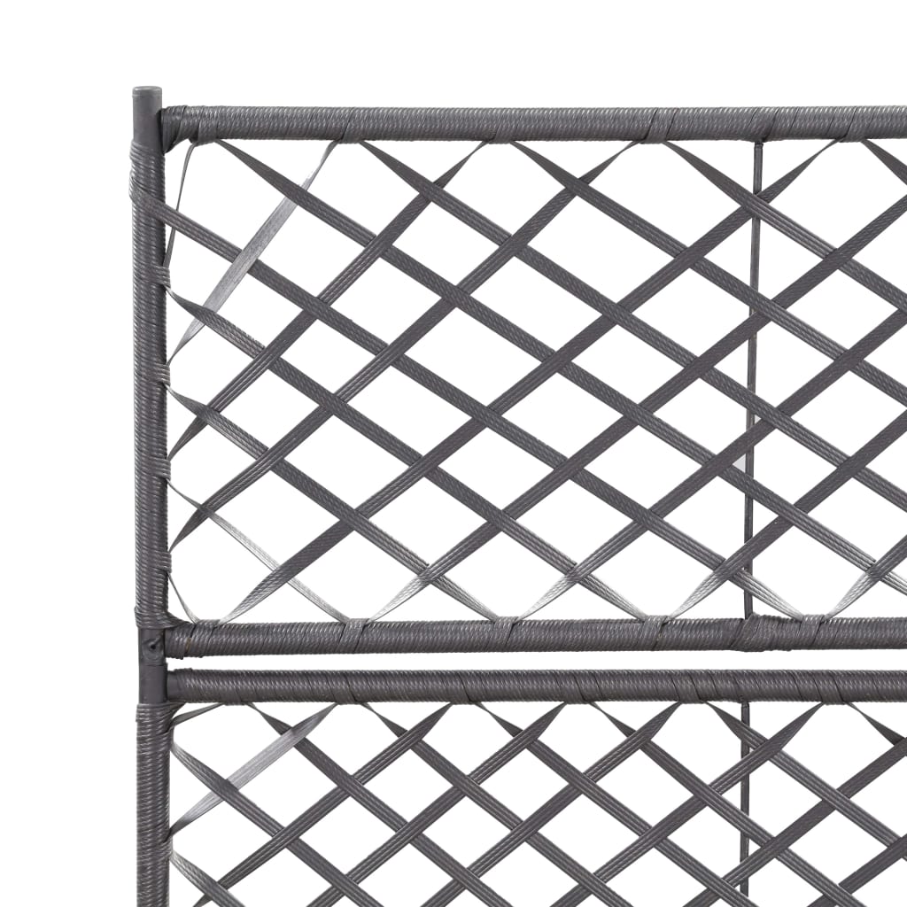 vidaXL Hochbeet mit Rankgitter 2 Töpfe 58×30×107cm Poly Rattan Schwarz