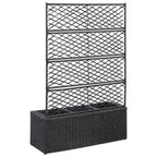 vidaXL Hochbeet mit Rankgitter 3 Töpfe 83×30×130cm Poly Rattan Schwarz