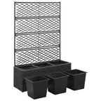 vidaXL Hochbeet mit Rankgitter 3 Töpfe 83×30×130cm Poly Rattan Schwarz