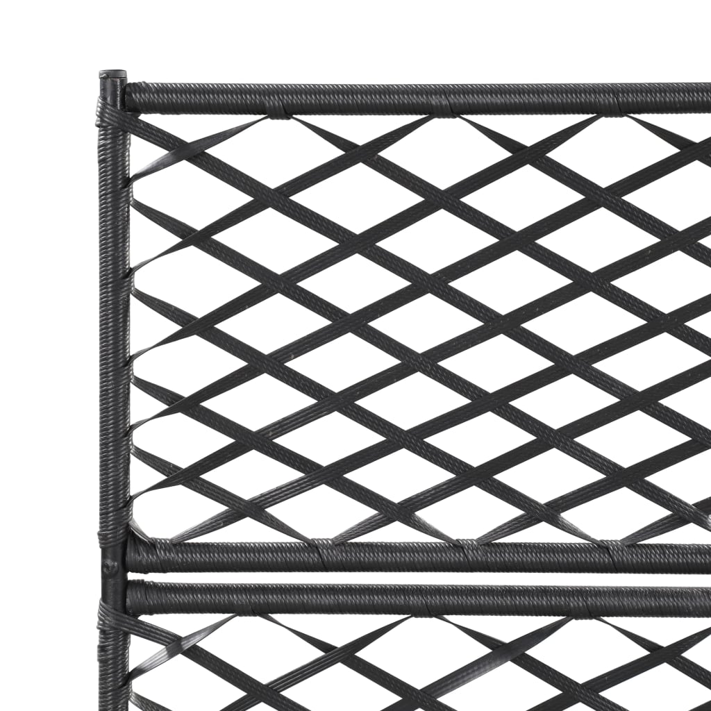 vidaXL Hochbeet mit Rankgitter 3 Töpfe 83×30×130cm Poly Rattan Schwarz
