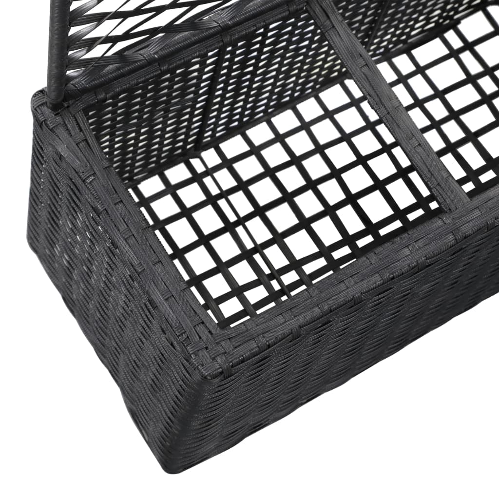 vidaXL Hochbeet mit Rankgitter 3 Töpfe 83×30×130cm Poly Rattan Schwarz