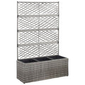 vidaXL Hochbeet mit Rankgitter 3 Töpfe 83×30×130cm Poly Rattan Schwarz