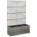 vidaXL Hochbeet mit Rankgitter 3 Töpfe 83×30×130cm Poly Rattan Schwarz