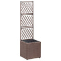 vidaXL Hochbeet mit Rankgitter 1 Topf 30x30x107cm Poly Rattan Schwarz