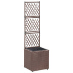 vidaXL Hochbeet mit Rankgitter 1 Topf 30x30x107cm Poly Rattan Schwarz