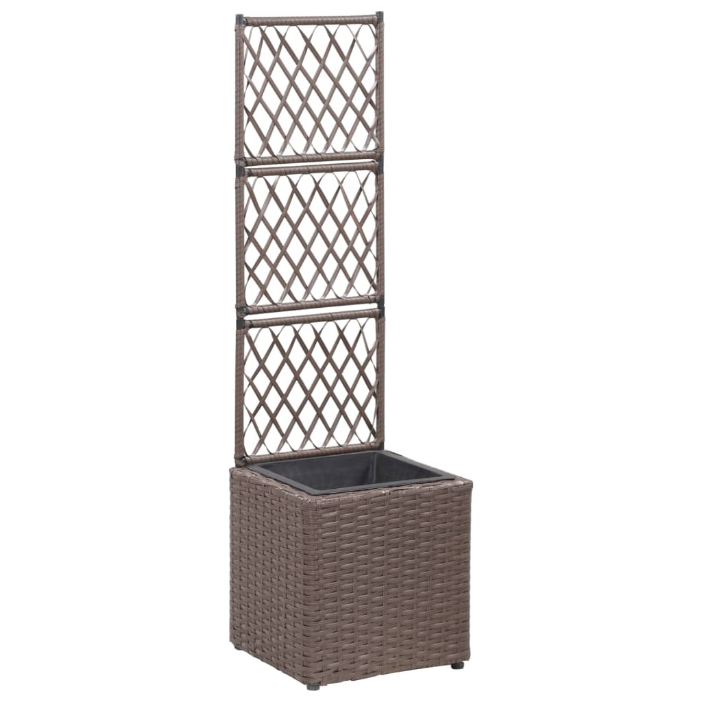 vidaXL Hochbeet mit Rankgitter 1 Topf 30x30x107cm Poly Rattan Schwarz