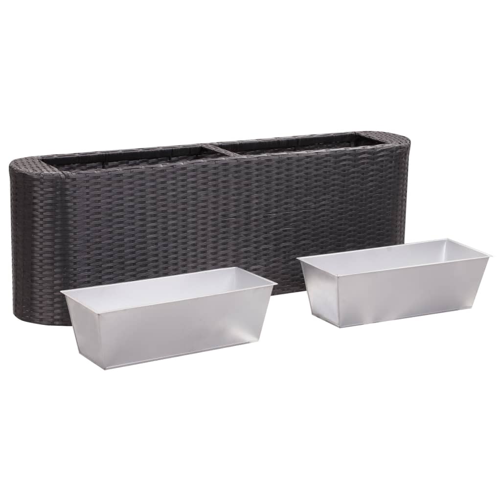 vidaXL Garten-Hochbeet 120×24×40 cm Poly Rattan Schwarz
