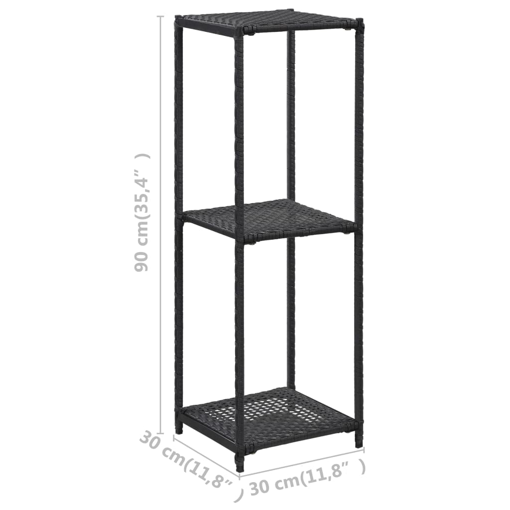 vidaXL Regal Schwarz 30x30x90 cm Poly Rattan