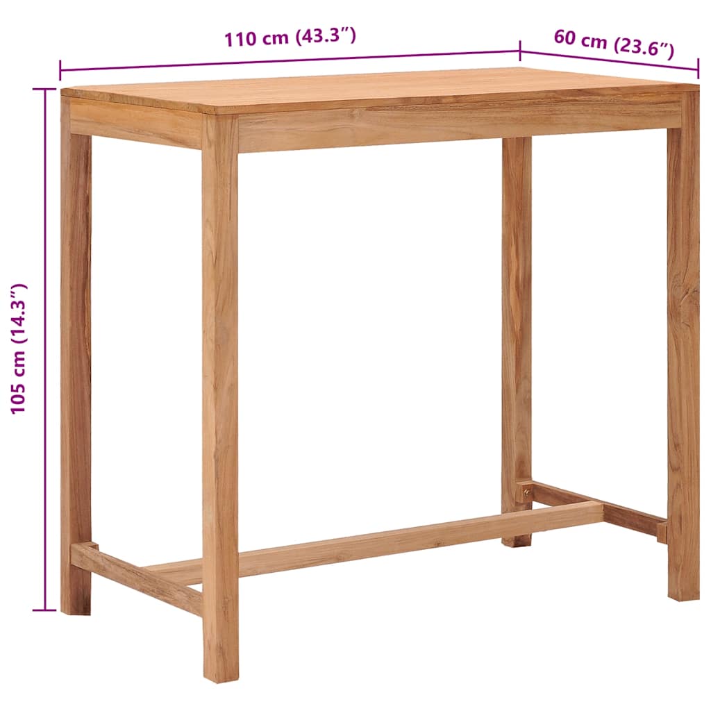 vidaXL Outdoor-Bartisch Massivholz Teak
