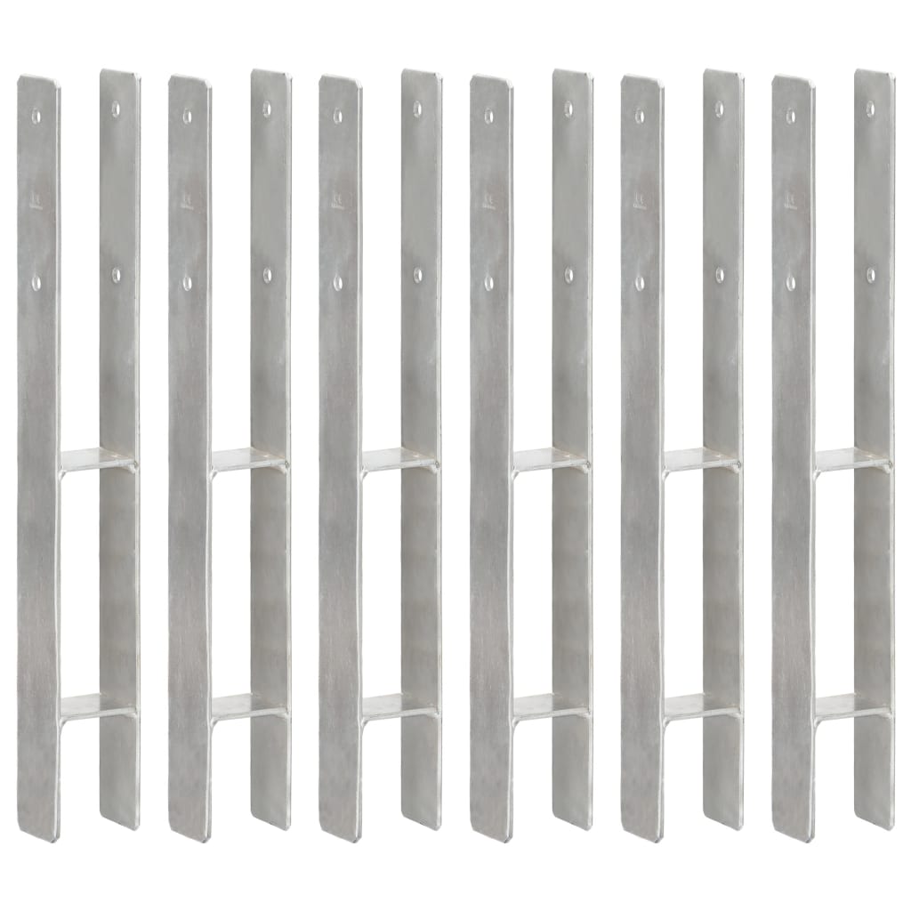 vidaXL Pfostenträger 6 Stk. Silbern 7×6×60 cm Verzinkter Stahl