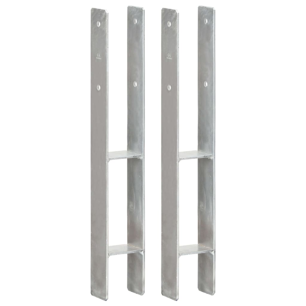 vidaXL Pfostenträger 2 Stk. Silbern 8×6×60 cm Verzinkter Stahl
